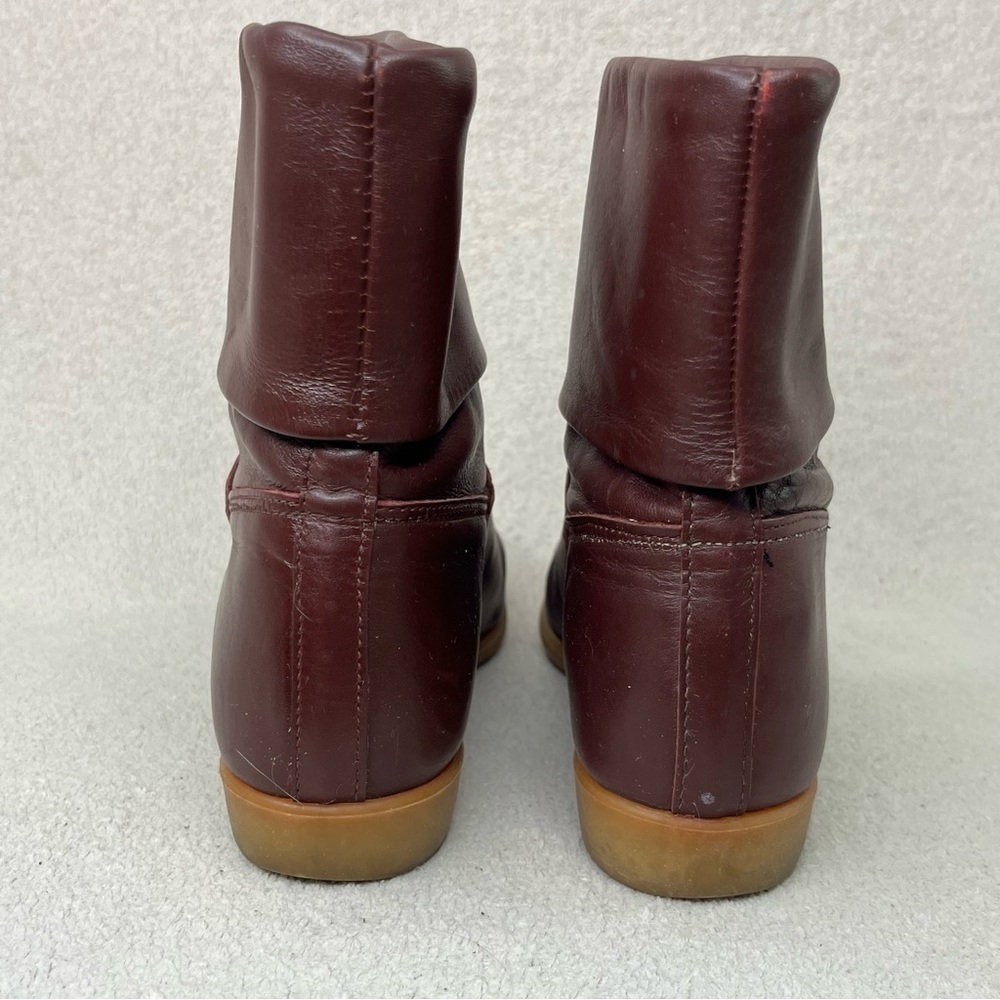 Vintage Heartland Leather Fold-Over Boots-Maroon/Burgundy-Womens 6.5-Vtg-90s-80s - Picture 8 of 12